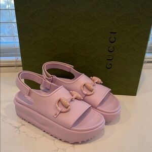 Gucci Horsebit Rubber Platform Sandals